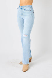 Judy Blue Full Size High Waist Distressed Straight Jeans | Jeans Daverri Fashions