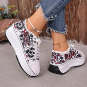 Printed Lace Up Platform Sneakers | Sneakers Daverri Fashions