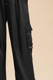 Annie Wear Wide Leg Cargo Satin Pants | Pants Daverri Fashions