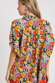 Umgee Full Size Flower Print Boxy Cut Button Down Shirt | Shirts Daverri Fashions