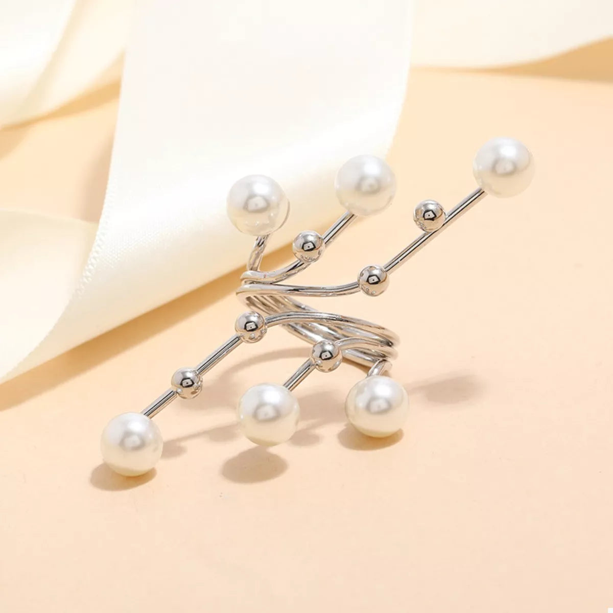 Alloy Pearl Bypass Ring | Rings Daverri Fashions