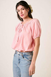 Mittoshop Linen Two-Way Short Sleeve Crop Blouse | Blouses Daverri Fashions