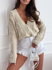 Button Up V-Neck Cardigan | Cardigans Daverri Fashions