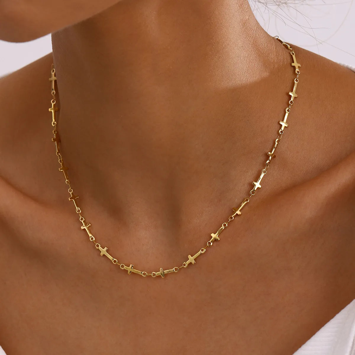 Gold One Size 18K Gold-Plated Cross Necklace | Necklaces Daverri Fashions