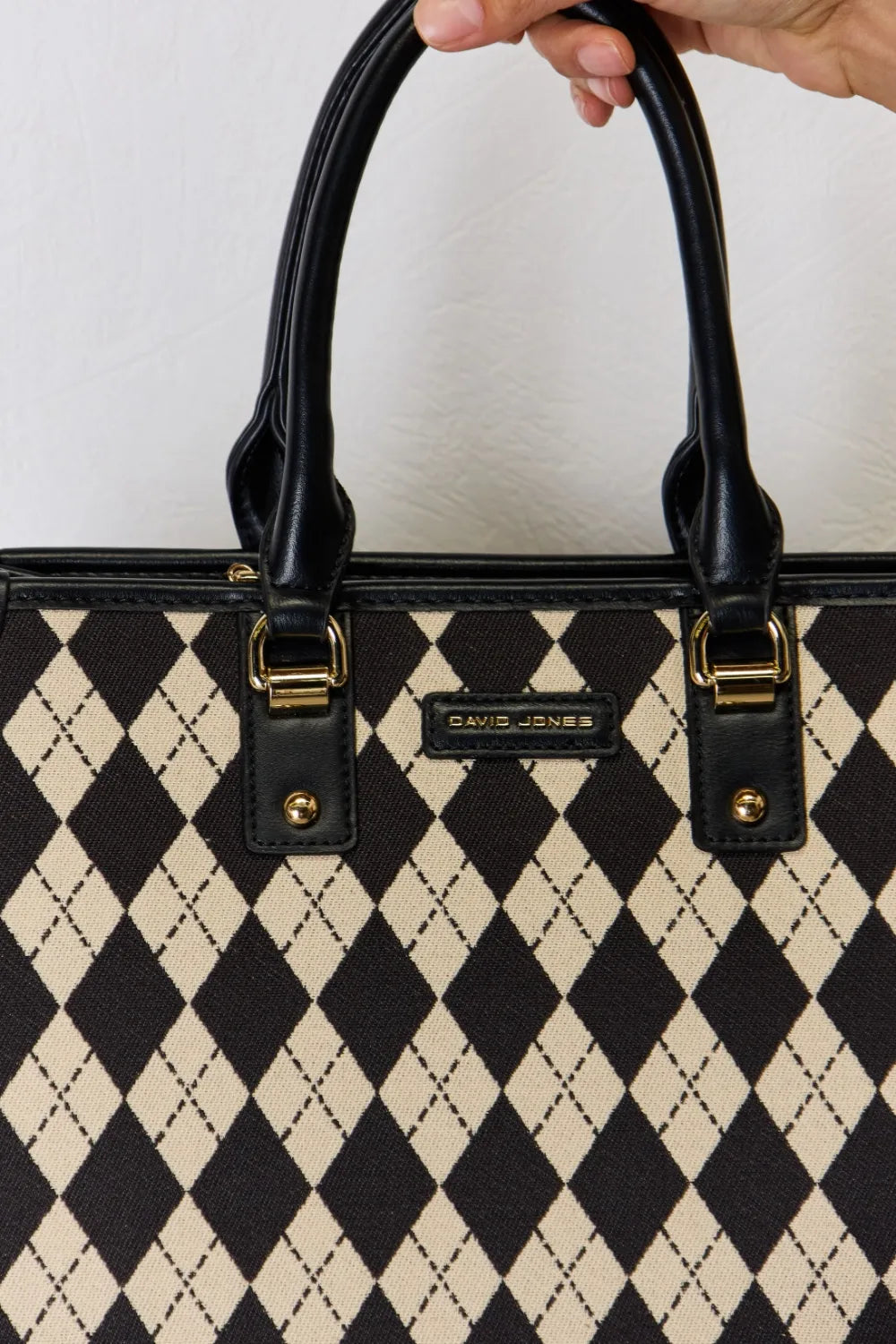 David Jones Argyle Pattern PU Leather Handbag | Handbags Daverri Fashions