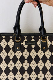 David Jones Argyle Pattern PU Leather Handbag | Handbags Daverri Fashions