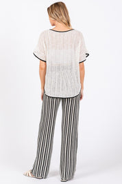 GeeGee Contrast Trim Short Sleeve Knit Cover Up | Cover-Ups Daverri Fashions