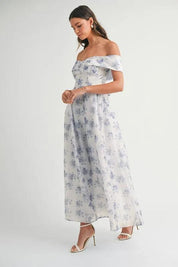 MABLE Floral Printed Off Shoulder Maxi Dress | Daverri Fashions