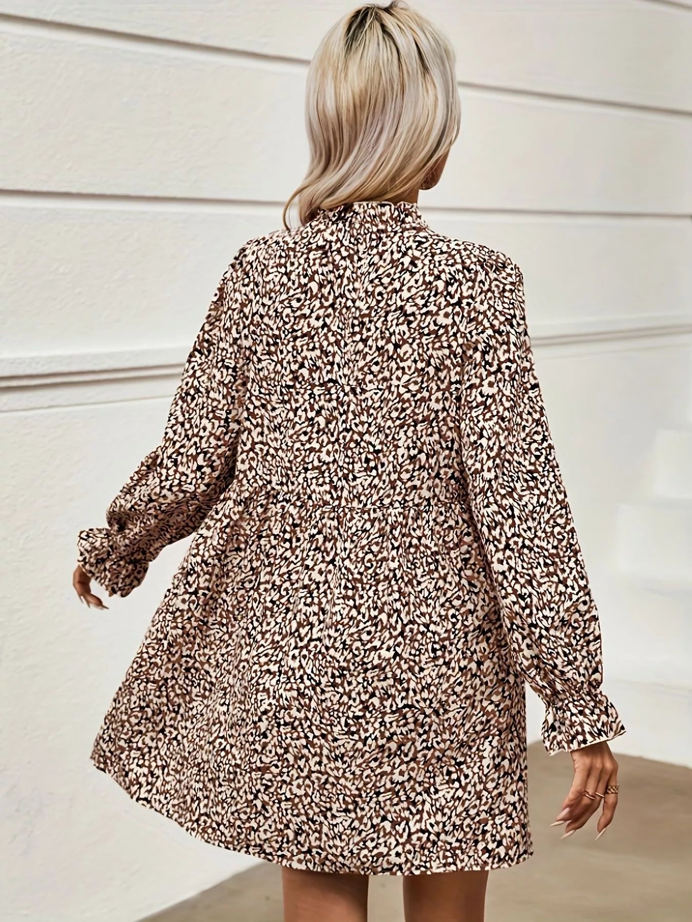 Notched Flounce Sleeve Mini Dress | Mini Dresses Daverri Fashions