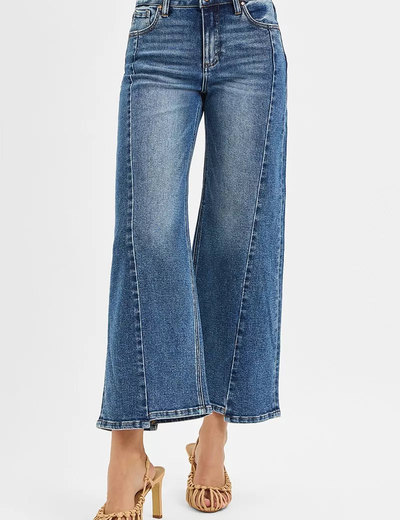 RISEN High Rise Crop Wide Leg Jeans with Step Hem | Jeans Daverri Fashions