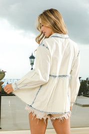 BiBi Snap Down Peplum Washed Shirt | Shirts Daverri Fashions