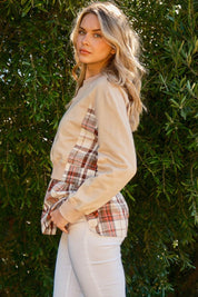 And The Why Full Size Double Layered Plaid Contrast Sweatshirt | Sweatshirts Daverri Fashions
