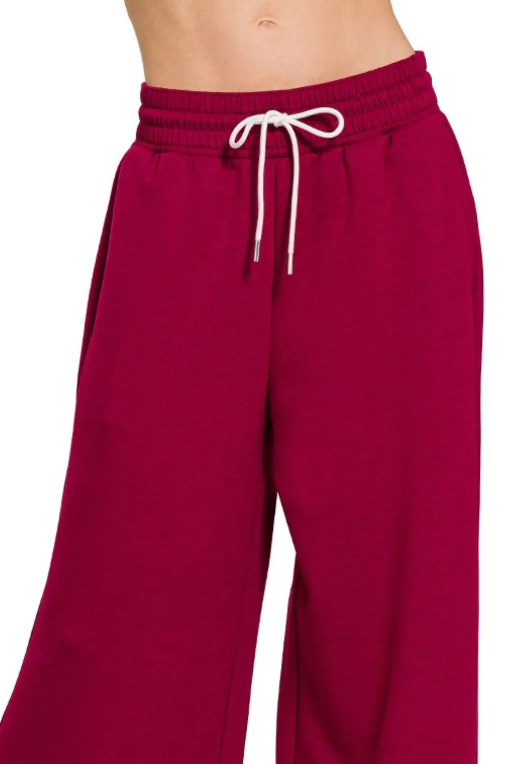Zenana Scuba Drawstring Pants Cabernet | Loungewear Bottoms Daverri Fashions