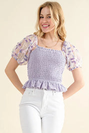 And The Why Embellishment Sleeve Smocked Top | Tops Daverri Fashions