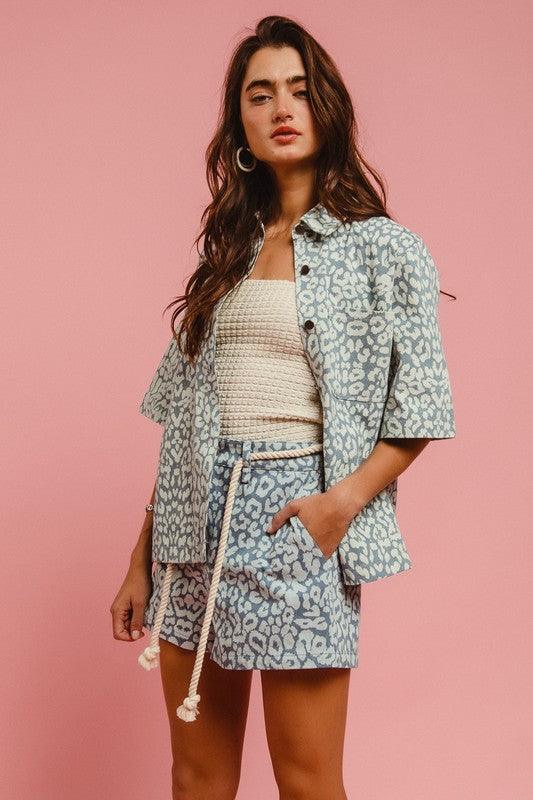 BiBi Rope Belt Leopard Shorts | Daverri Fashions