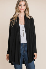 BOMBOM Open Front Long Sleeve Cardigan | Daverri Fashions