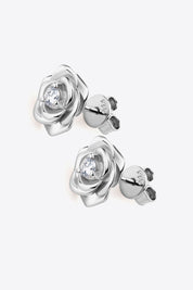 Silver One Size Adored Moissanite Flower 925 Sterling Silver Earrings | Silver Earrings Daverri Fashions
