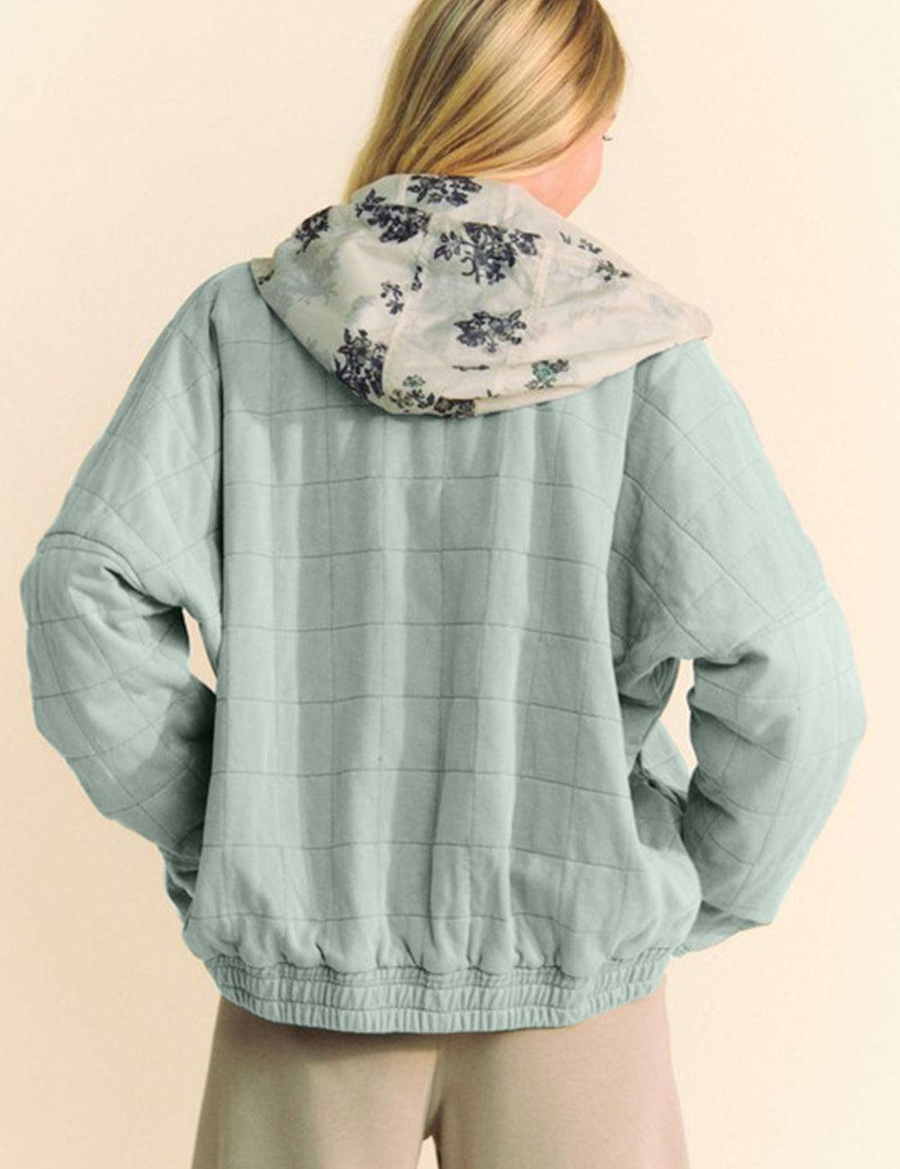 Davi & Dani Quilted Zip Up Dropped Shoulder Jacket | Jackets Daverri Fashions