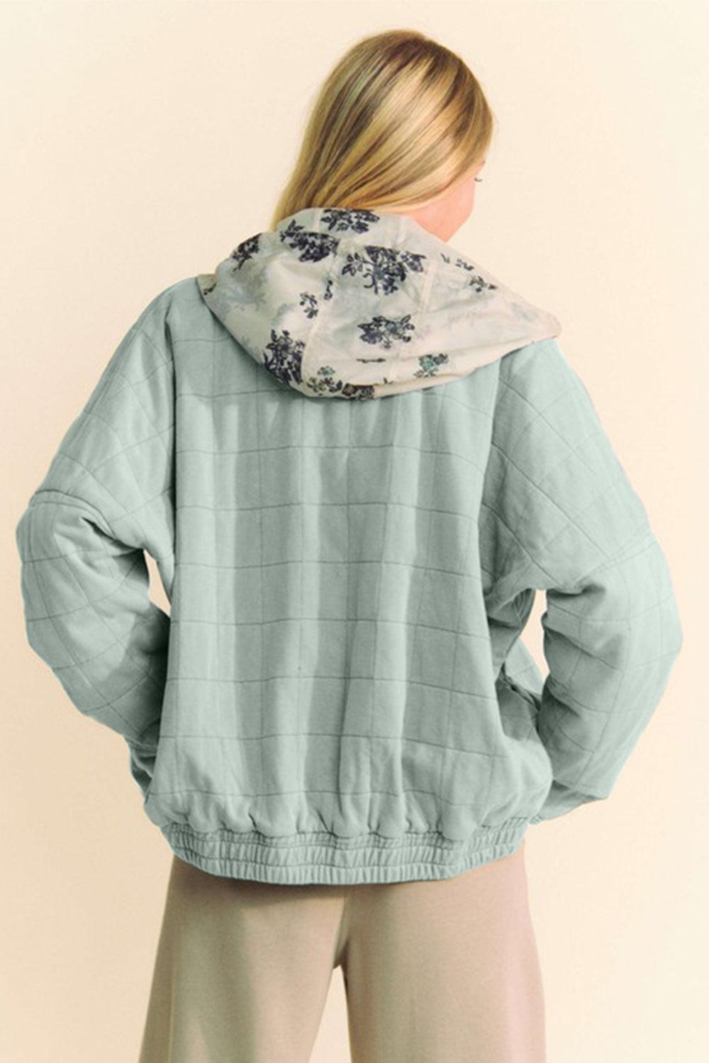 Davi & Dani Quilted Zip Up Dropped Shoulder Jacket | Jackets Daverri Fashions