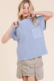 Lime 'N' Chili Solid Cap Sleeve Stitch Edge Knit Sweater | Sweaters Daverri Fashions
