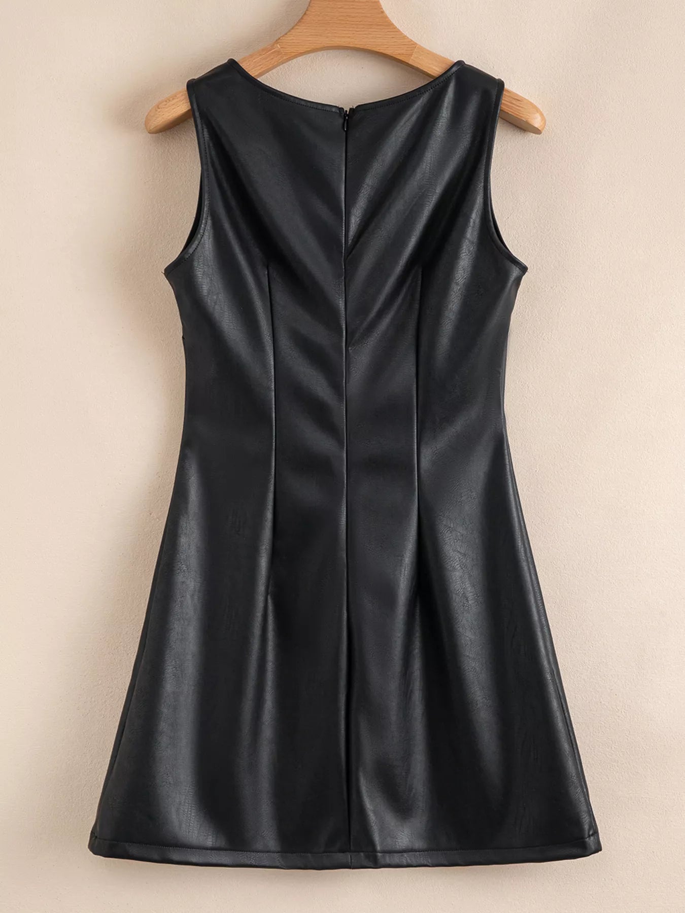 Vegan Leather Sleeveless Mini Dress | Dresses Daverri Fashions