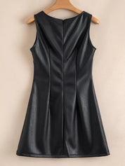 Vegan Leather Sleeveless Mini Dress | Dresses Daverri Fashions