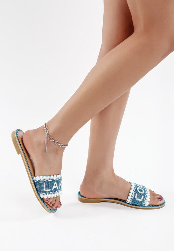 Hot Hub Beaded Lake Como Flat Slip Ons | Slides Daverri Fashions