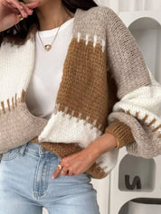 Color Block Open Front Cardigan | Cardigans Daverri Fashions