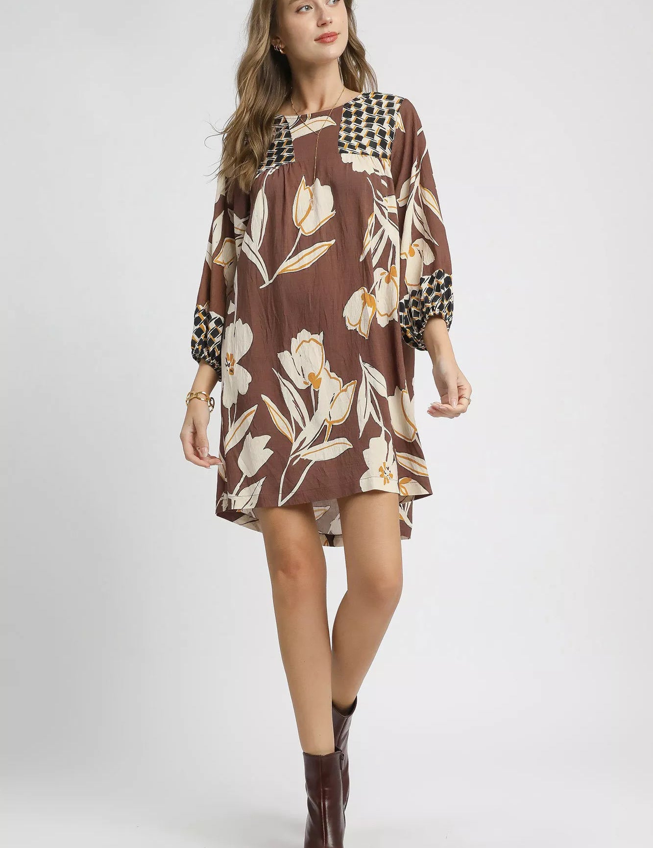 Umgee Floral High-Low Babydoll Dress | Babydoll Dresses Daverri Fashions