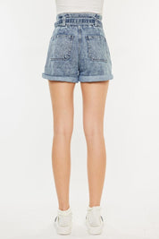 Kancan Ultra High Rise Paperbag Denim Shorts | Daverri Fashions