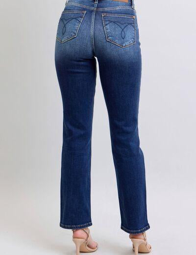 Judy Blue Full Size Washed Straight Leg Jeans with Pockets | Jeans Daverri Fashions