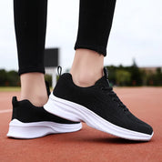 Black Breathable Mesh Lace Up Athletic | Sneakers Daverri Fashions