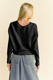 Davi & Dani Round Neck Batwing Sleeve Sweater | Sweaters Daverri Fashions