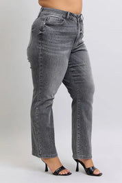 Judy Blue Full Size High Waist Rhinestone Straight Jeans Plus Size | Daverri Fashions