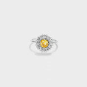 Silver Sunflower Zircon 925 Sterling Silver Ring | Rings Daverri Fashions