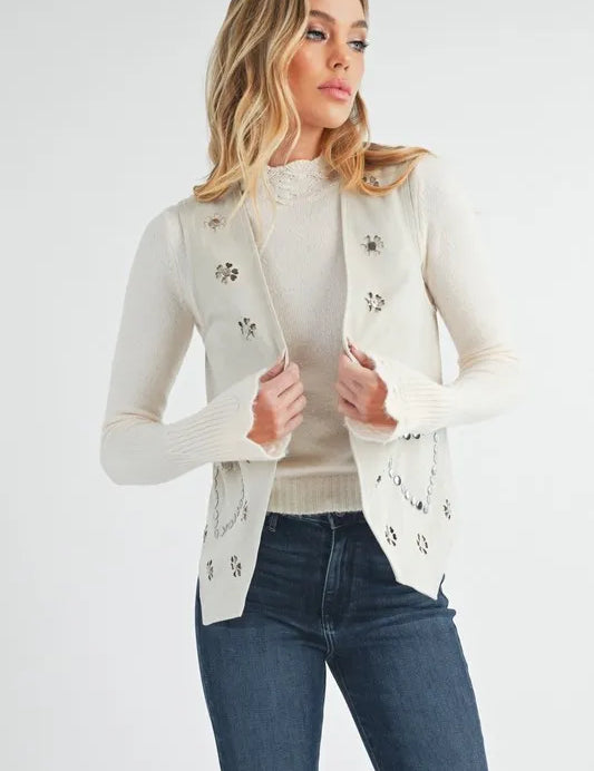 Aemi + Co Heart Rivet Detail Suede Vest Coat | Vest Jackets Daverri Fashions