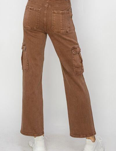 Risen Full Size High Rise Cargo Jeans | Daverri Fashions