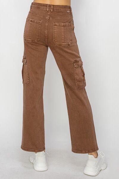 Risen Full Size High Rise Cargo Jeans | Daverri Fashions