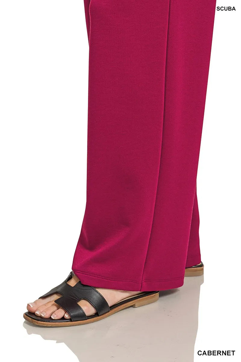 Zenana Scuba Crewneck Sweatshirt and Pants Set Cabernet | Loungewear Sets Daverri Fashions