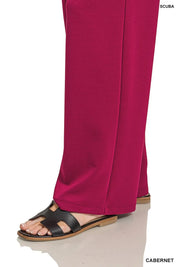 Zenana Scuba Crewneck Sweatshirt and Pants Set Cabernet | Loungewear Sets Daverri Fashions