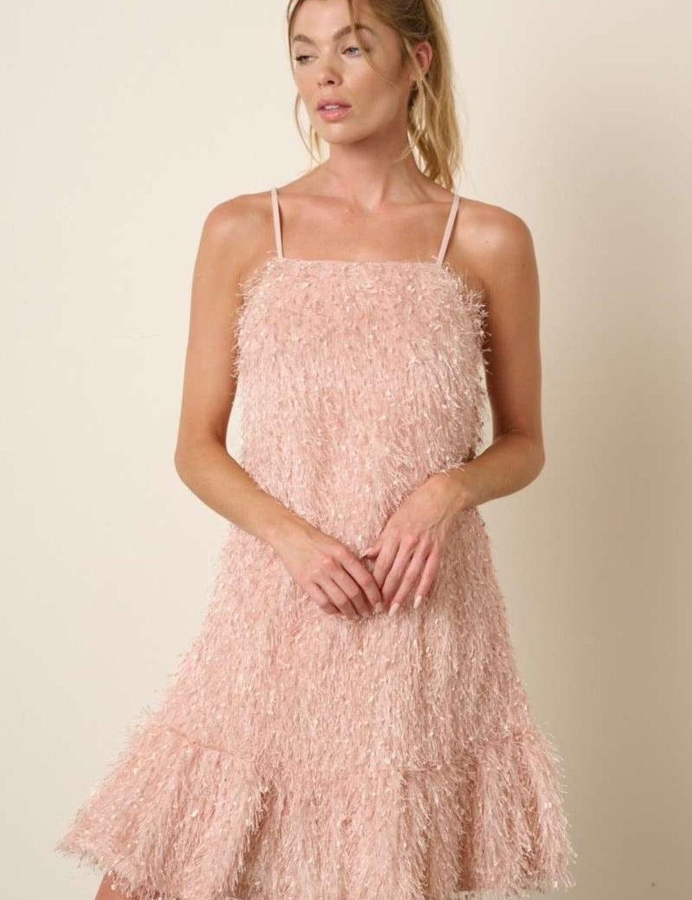 Blush Mittoshop Feather Ruffle Hem Mini Cami Dress | Daverri Fashions