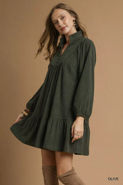 Umgee Corduroy Tiered Babydoll Dress | Mini Dresses Daverri Fashions
