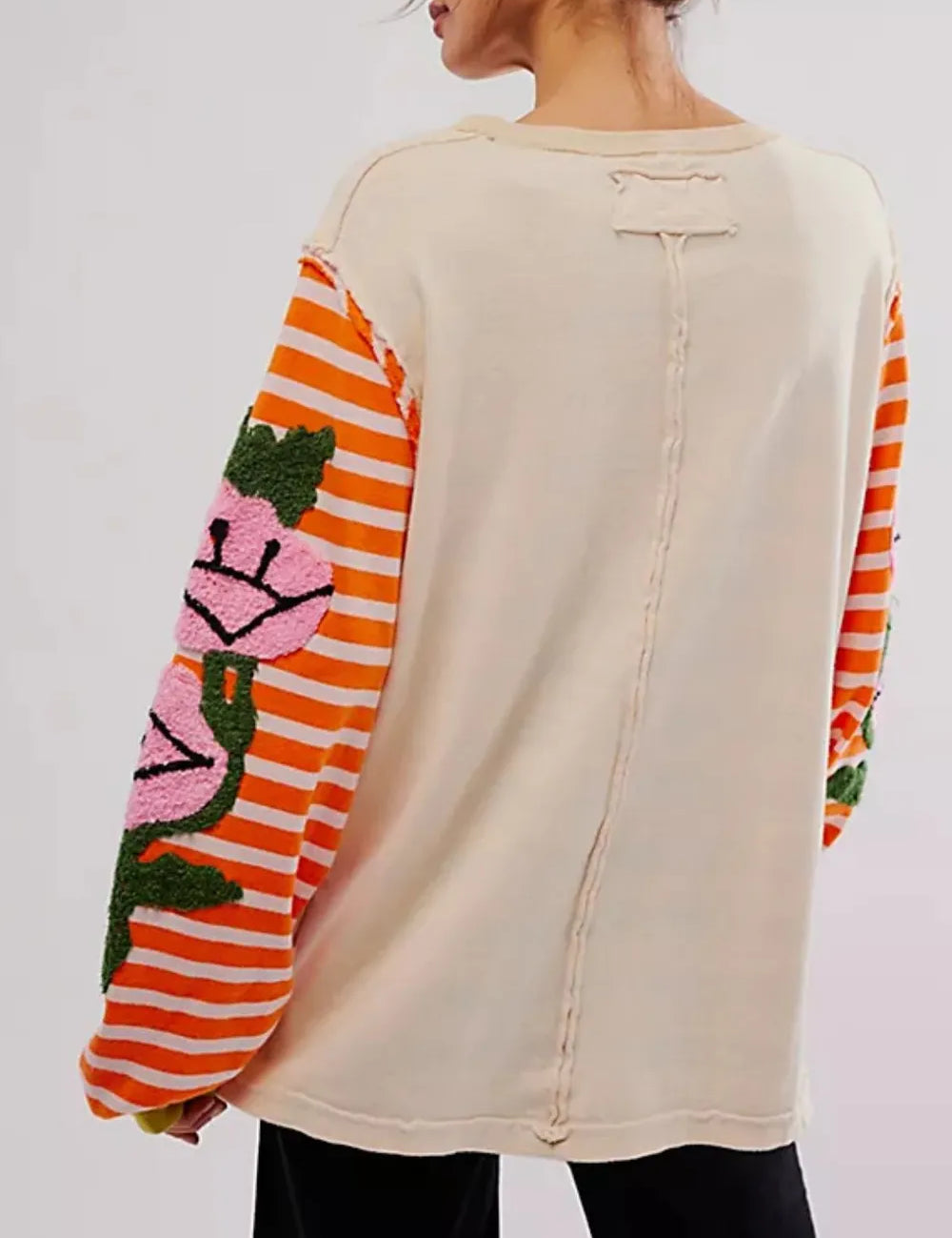 Striped Round Neck Long Sleeve Sweatshirt | Sweatshirts Daverri Fashions