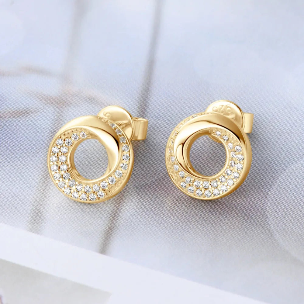 925 Sterling Silver Inlaid Moissanite Stud Earrings | Sterling Silver Earrings Daverri Fashions