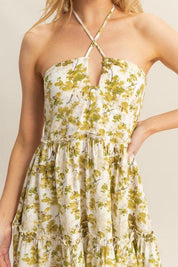 HYFVE Floral Print Halter Neck Tiered Mini Dress | Daverri Fashions