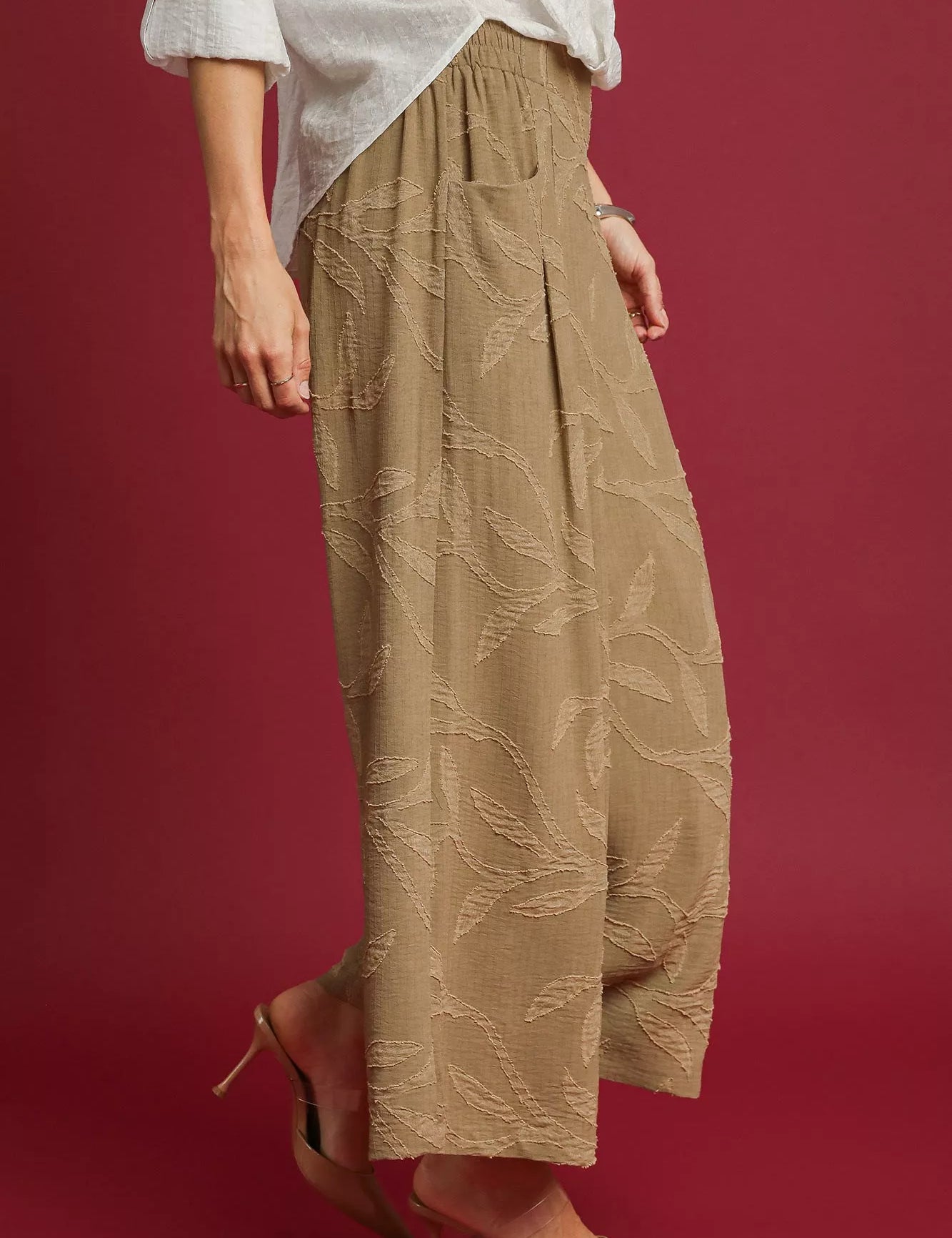 Umgee Jacquard Wide-Leg Pants | Pants Daverri Fashions