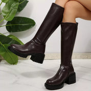 Round Toe Block Heels Boots | Boots Daverri Fashions