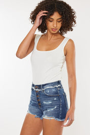 Kancan Distressed Button Fly Denim Shorts | Denim Shorts Daverri Fashions