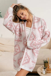 BiBi Aztec Pattern Open Front Cardigan | Cardigans Daverri Fashions