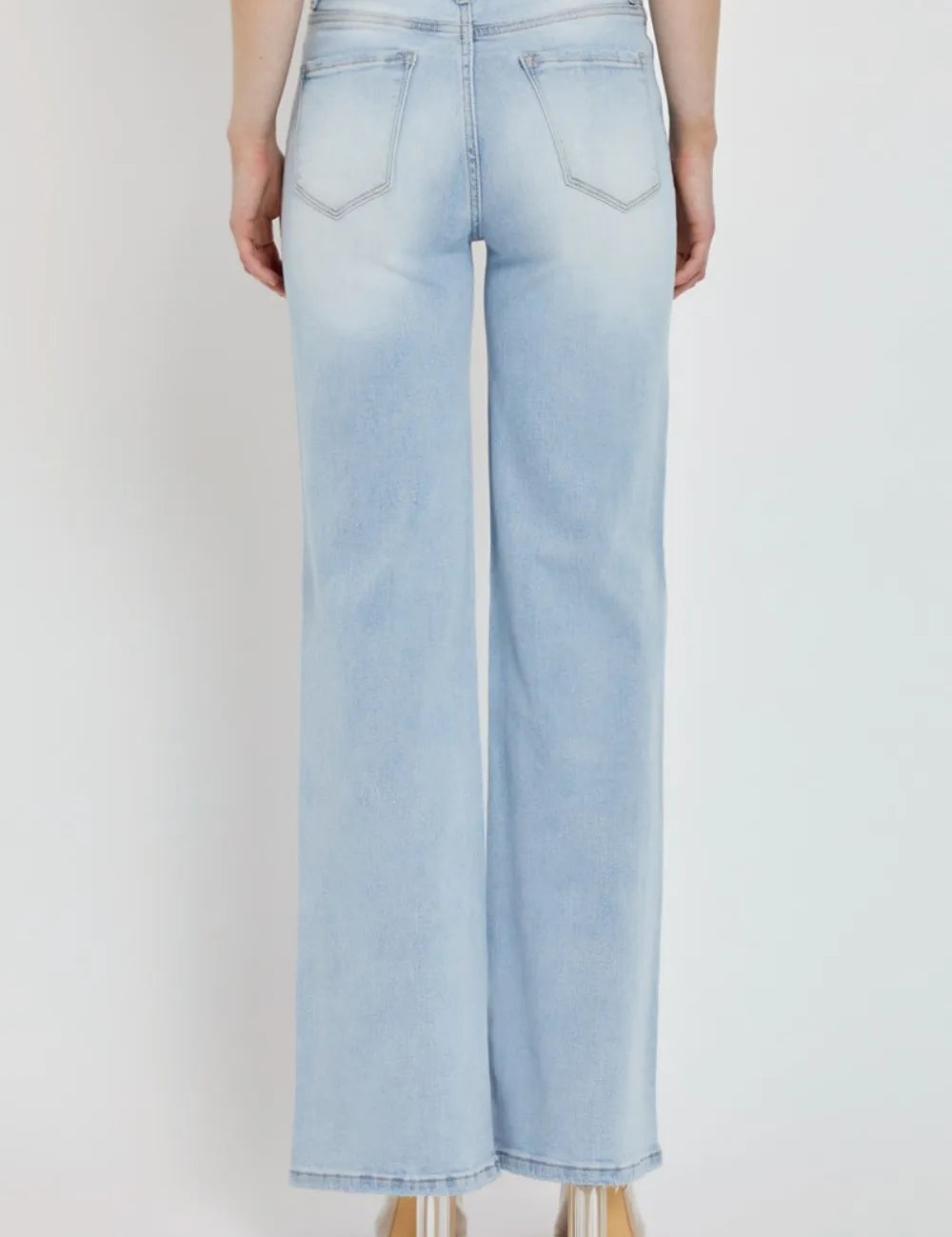 RISEN Full Size Wide Leg V Dipped Front Waist Jeans | Jeans Daverri Fashions